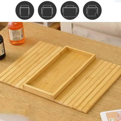 Sofa Armrest Tray Bamboo Flexible Fit Raised Edge
