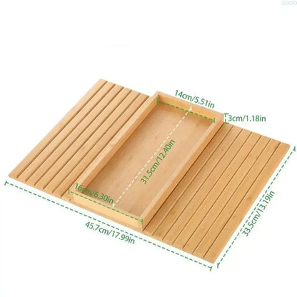 Sofa Armrest Tray Bamboo Flexible Fit Raised Edge