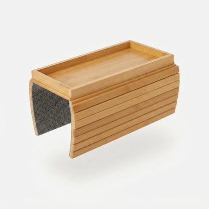 Sofa Armrest Tray Bamboo Flexible Fit Raised Edge