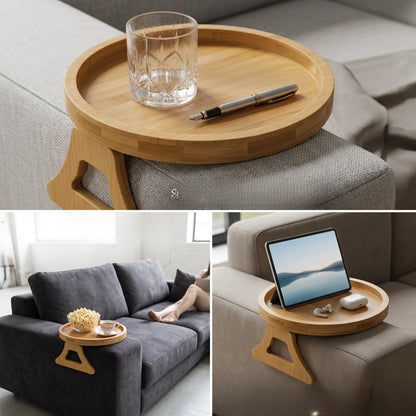 Sofa Armrest Tray Solid Wood Foldable Non-Slip