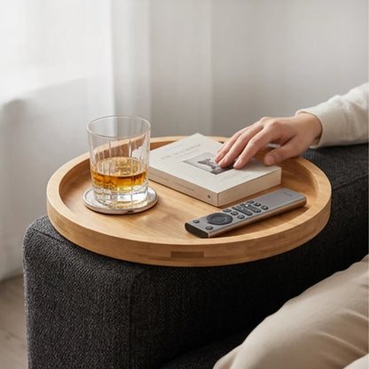 Sofa Armrest Tray Solid Wood Foldable Non-Slip
