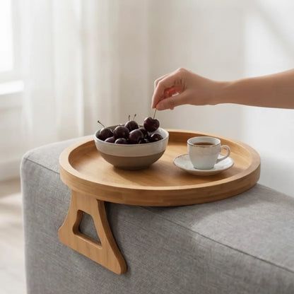 Sofa Armrest Tray Solid Wood Foldable Non-Slip