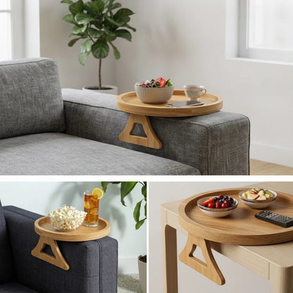 Sofa Armrest Tray Solid Wood Foldable Non-Slip