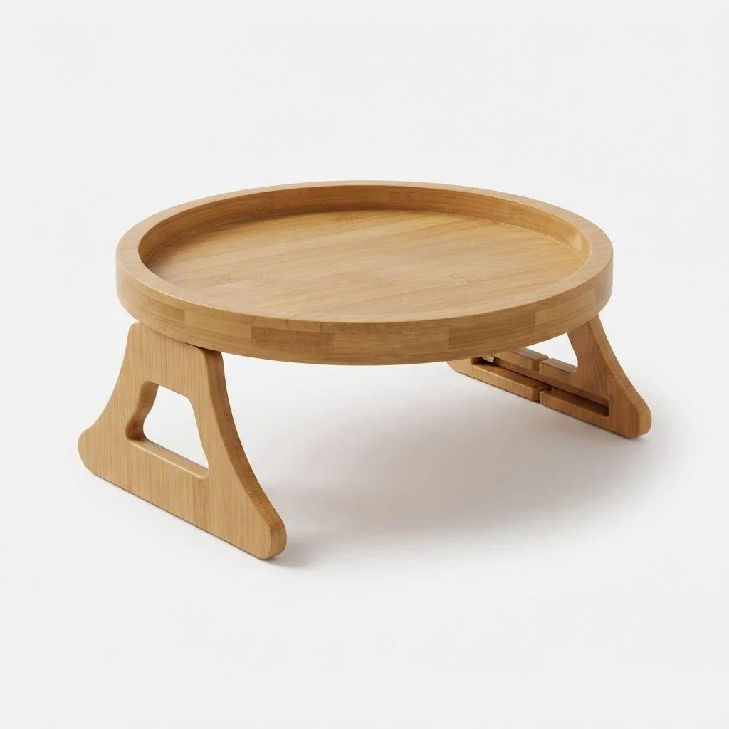 Sofa Armrest Tray Solid Wood Foldable Non-Slip