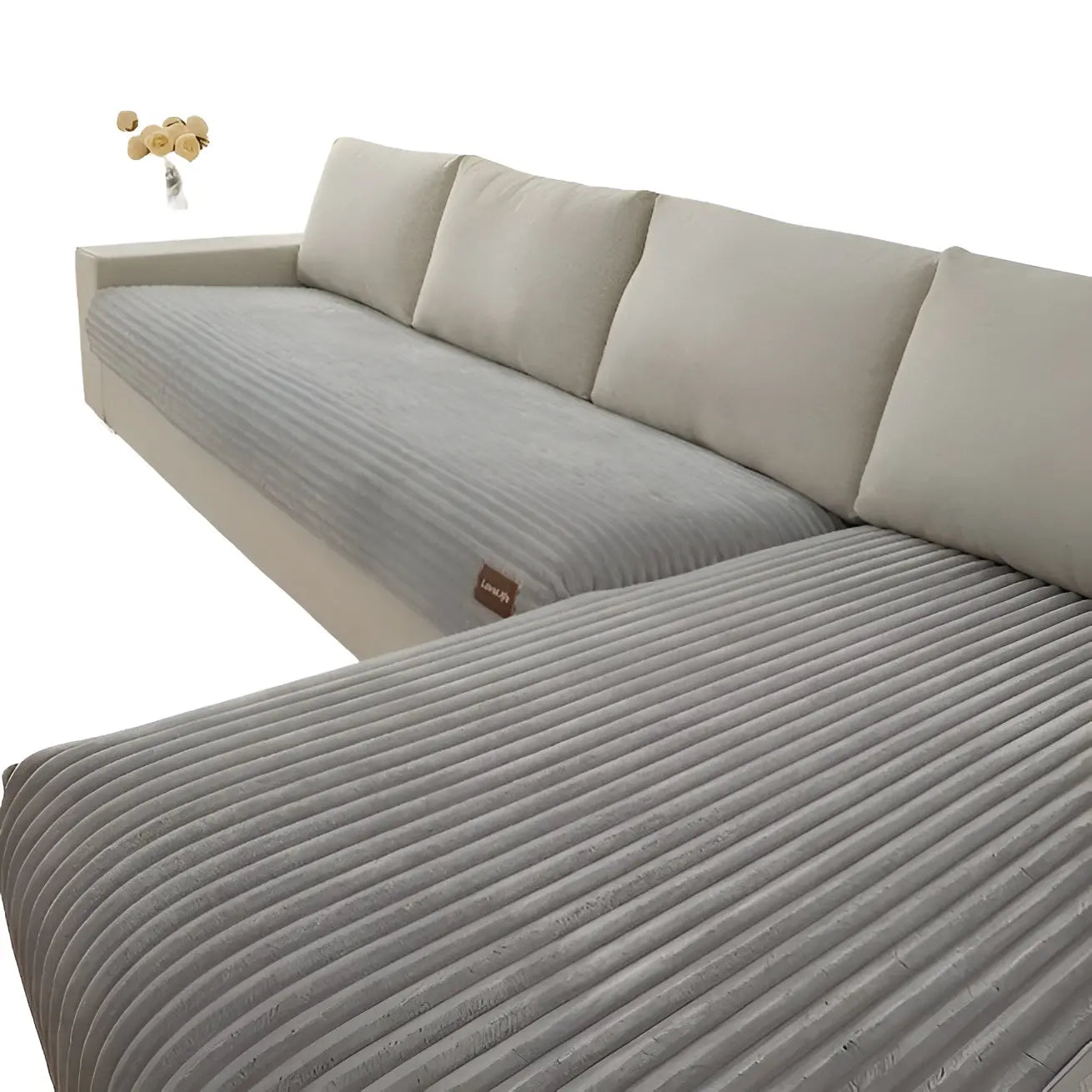 Sofa Cover Ribbed Plush Non-Slip Back & Machine Washable
