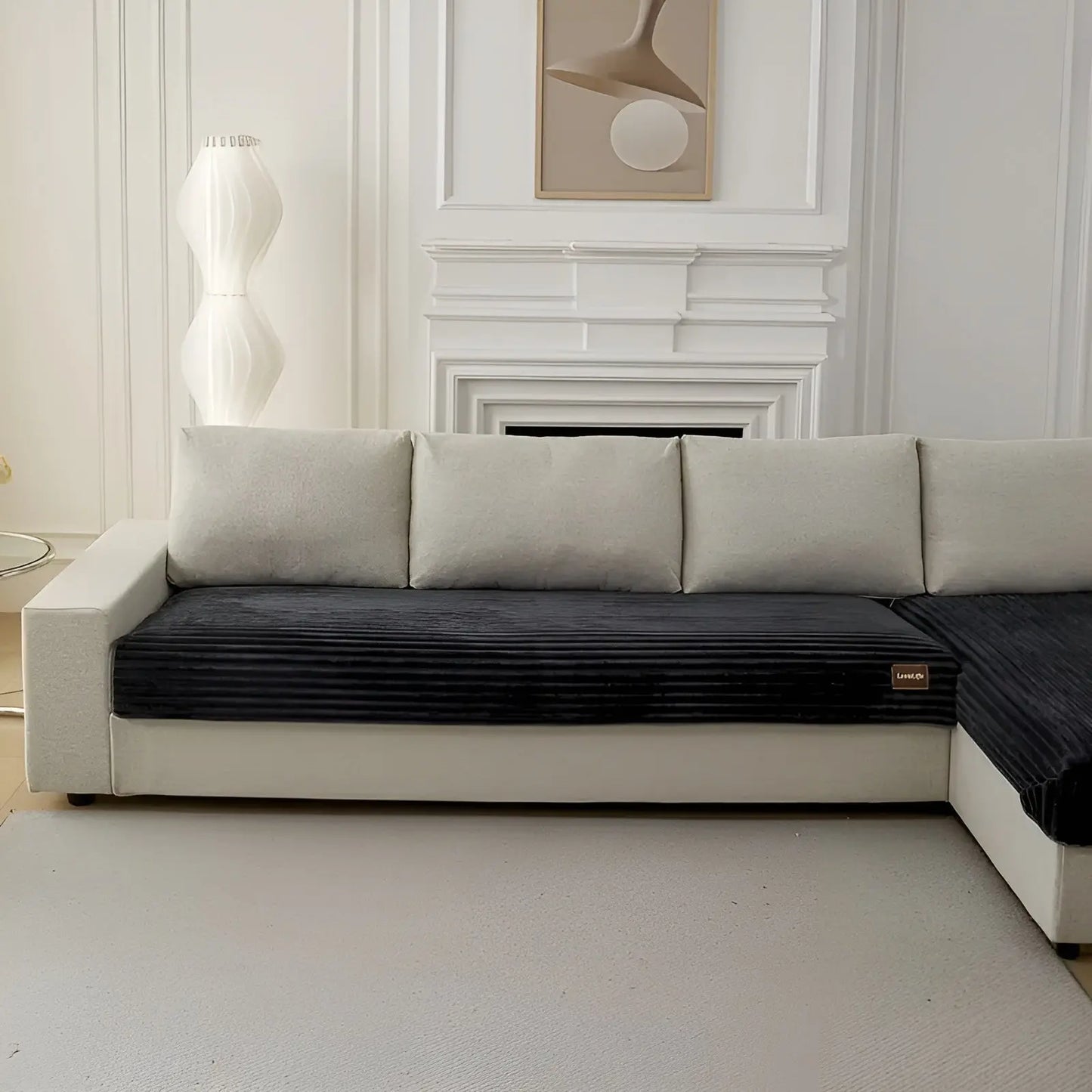 Sofa Cover Ribbed Plush Non-Slip Back & Machine Washable