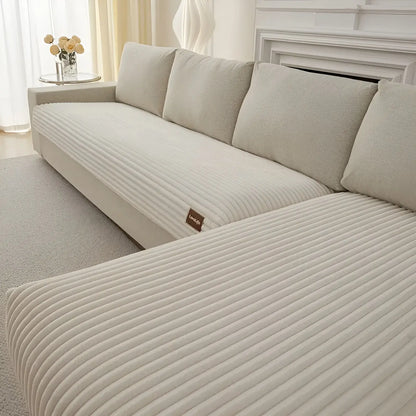 Sofa Cover Ribbed Plush Non-Slip Back & Machine Washable