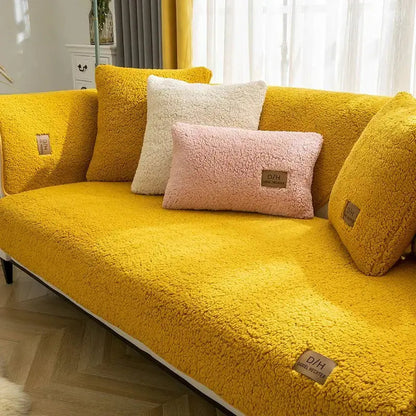 Sofa Slipcover Wool Fabric Stain Protection Tuck-In Non-Slip