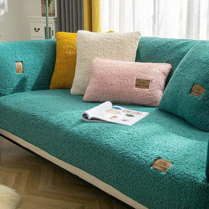 Sofa Slipcover Wool Fabric Stain Protection Tuck-In Non-Slip