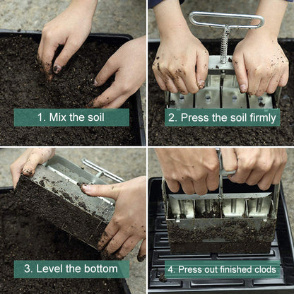 Soil Block Press Stainless Steel Plastic-Free Manual