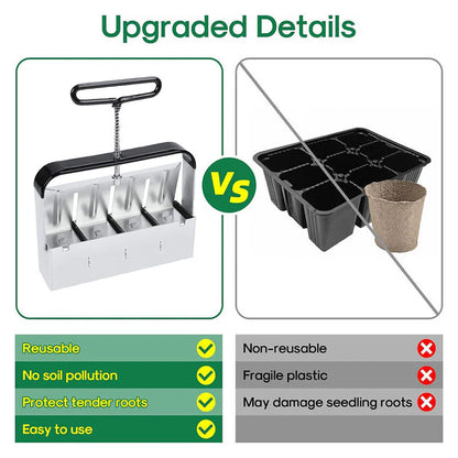 Soil Block Press Stainless Steel Plastic-Free Manual