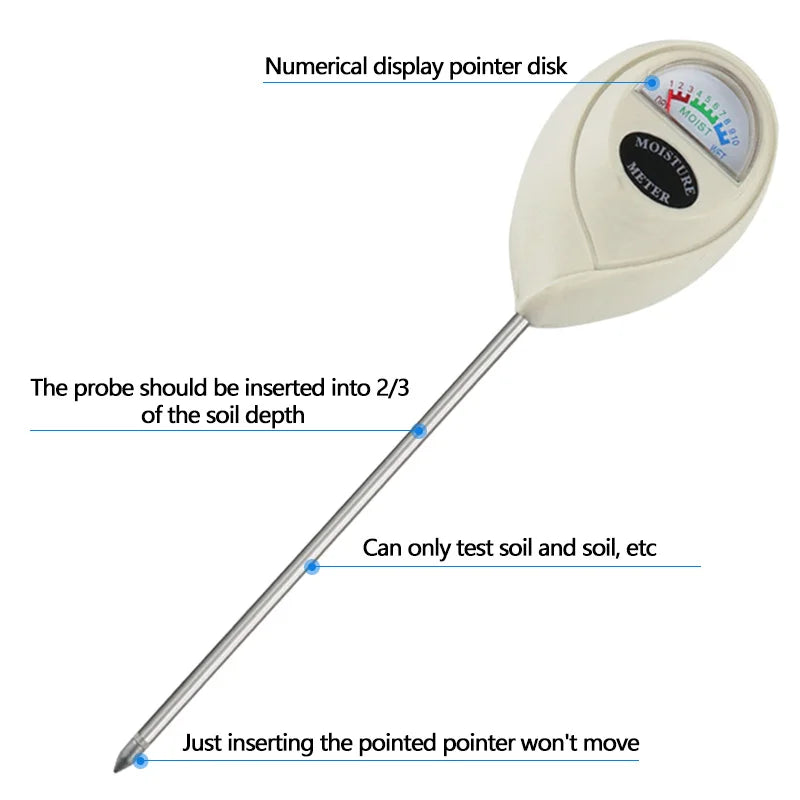 Soil Moisture Meter Instant Read Rust-Resistant 15 cm Probe