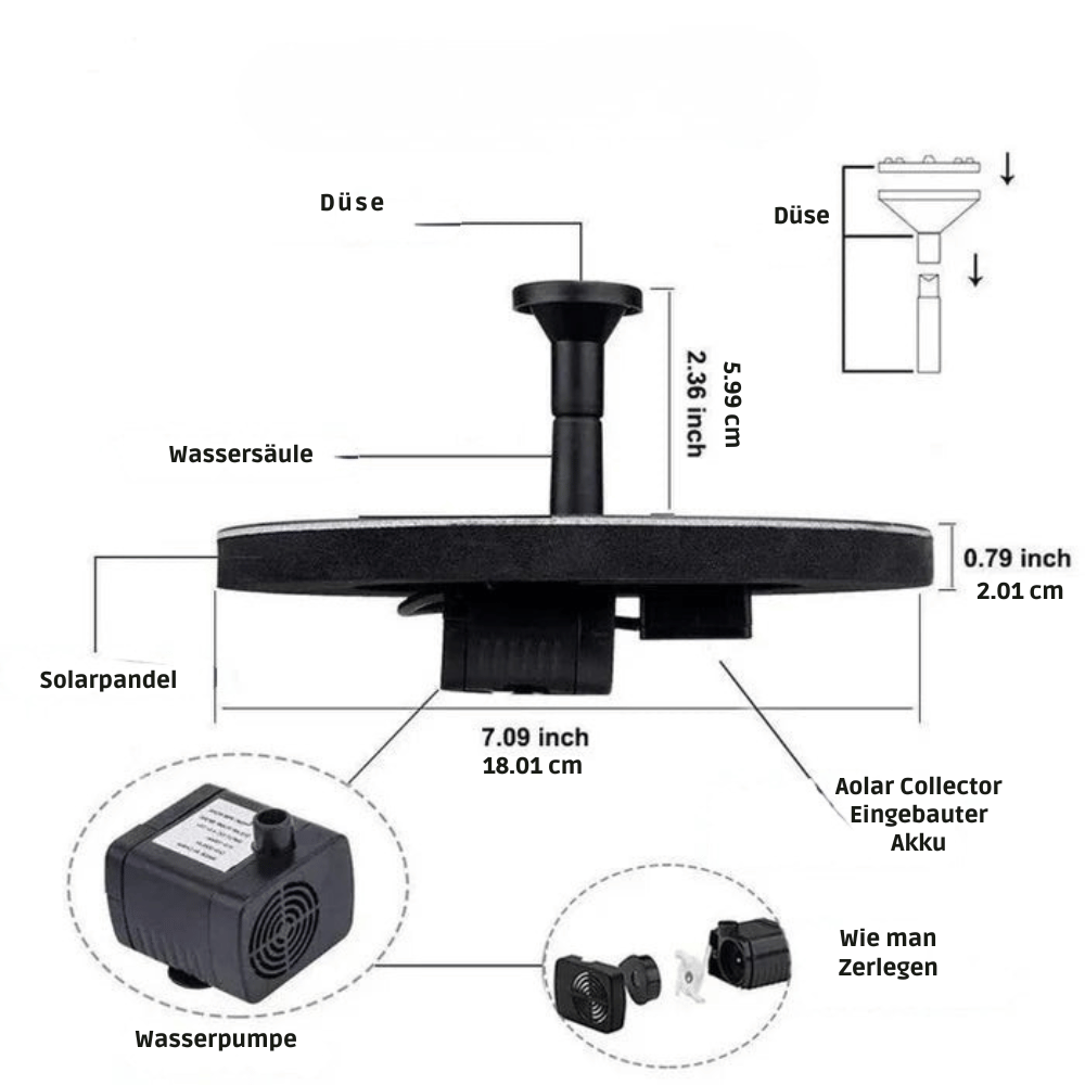 Solar Fountain Pump Automatic Start & 8 Nozzles
