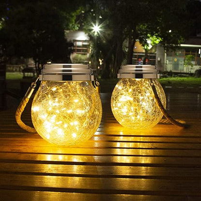 Solar Garden Lantern Crackled Glass 10-Hour Runtime