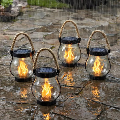 Solar Garden Lantern Flickering Flame 12-Hour Runtime