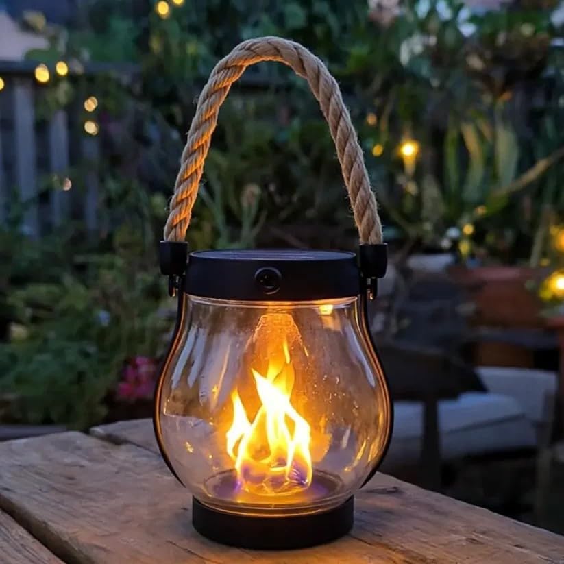 Solar Garden Lantern Flickering Flame 12-Hour Runtime