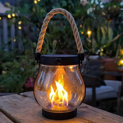 Solar Garden Lantern Flickering Flame 12-Hour Runtime