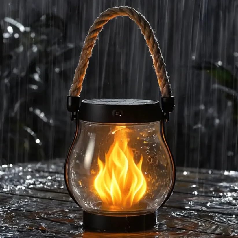 Solar Garden Lantern Flickering Flame 12-Hour Runtime