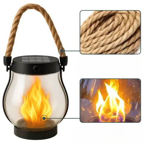 Solar Garden Lantern Flickering Flame 12-Hour Runtime