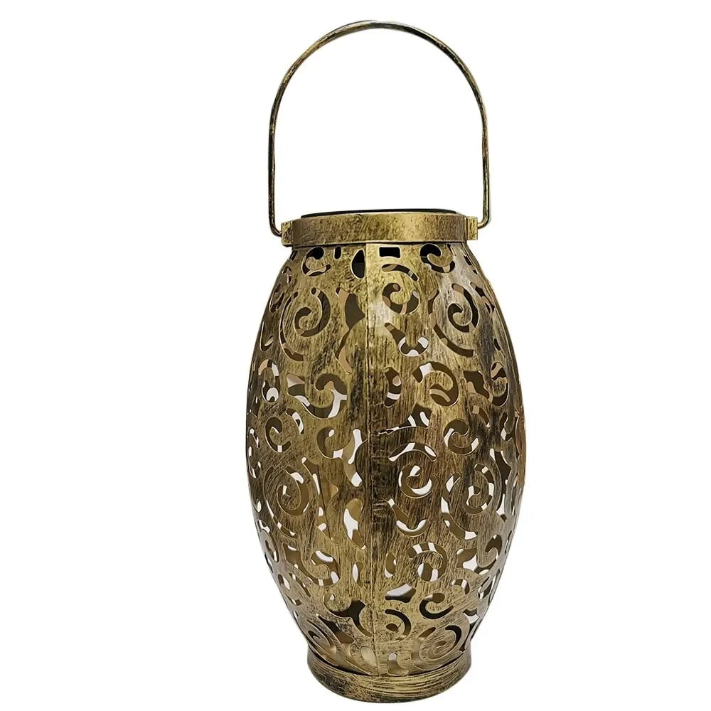 Solar Garden Lantern Ornate Cutout Warm LED