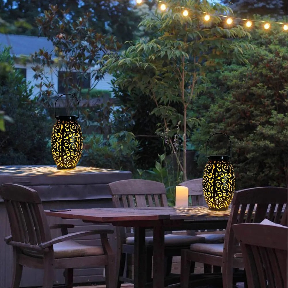 Solar Garden Lantern Ornate Cutout Warm LED