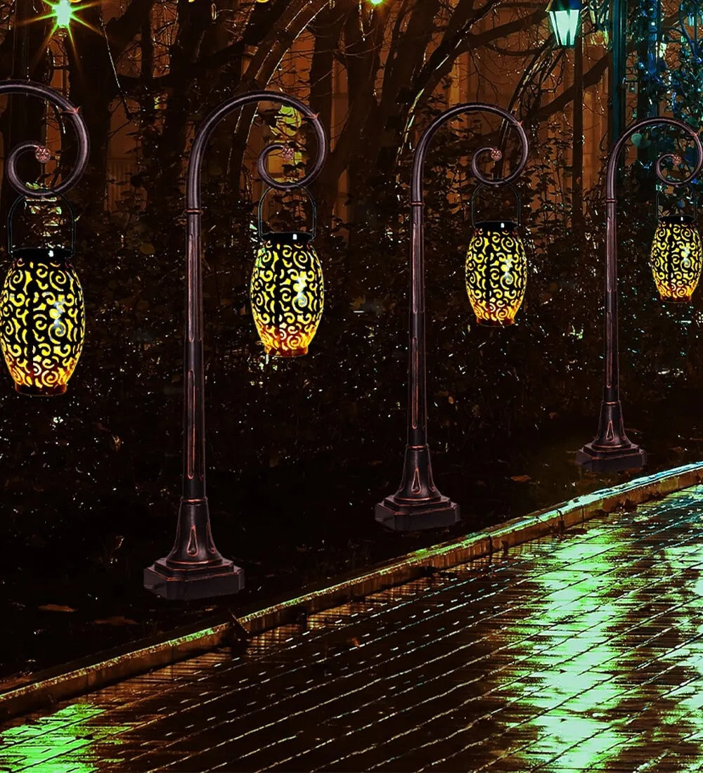 Solar Garden Lantern Ornate Cutout Warm LED
