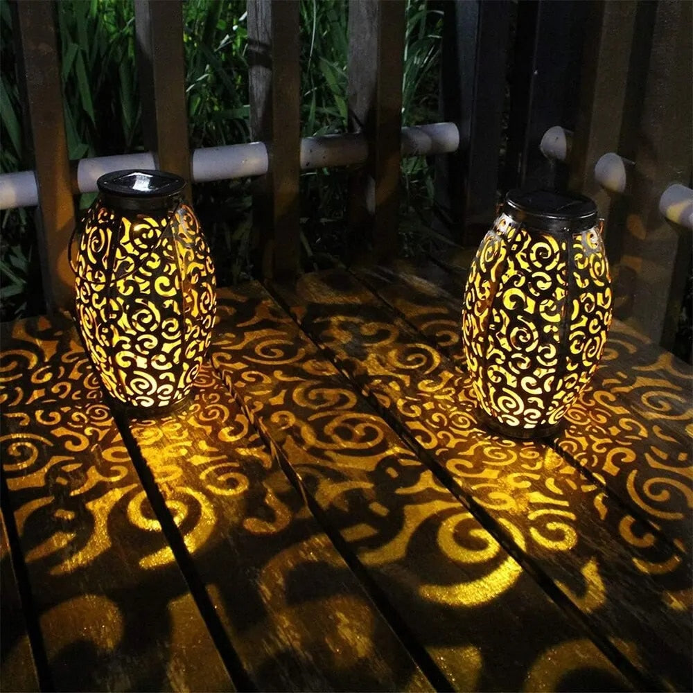 Solar Garden Lantern Ornate Cutout Warm LED