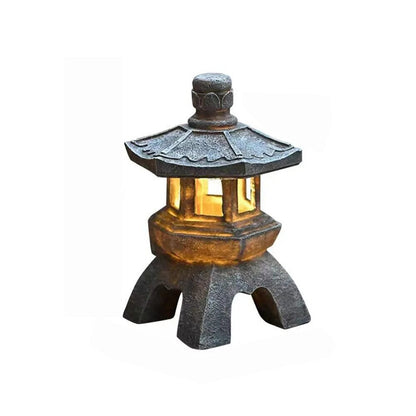 Solar Garden Lantern Pagoda Style Weather-Resistant Resin