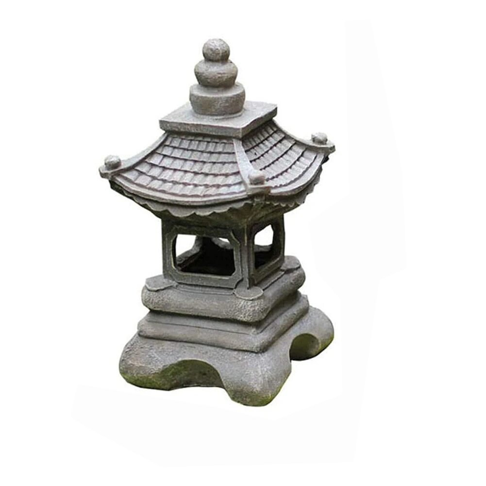 Solar Garden Lantern Pagoda Style Weather-Resistant Resin