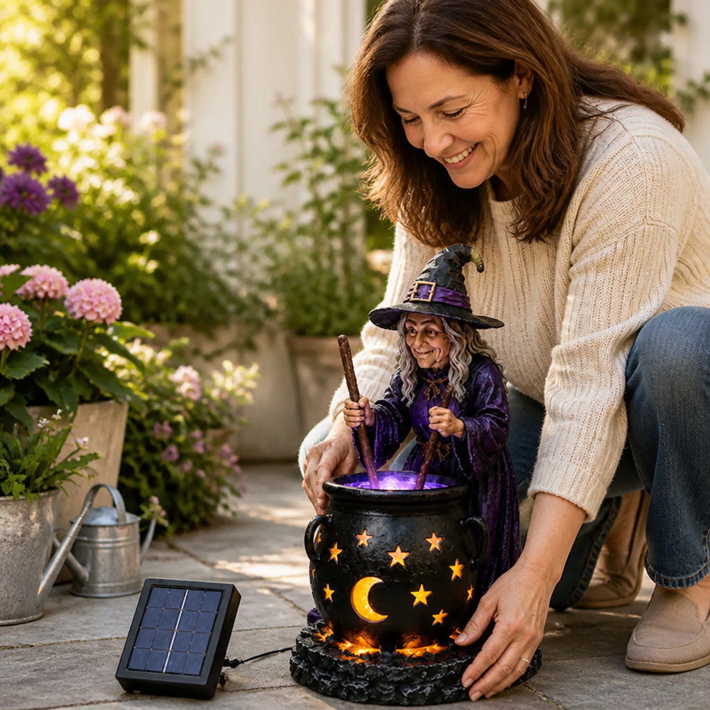 Solar Garden Light Handcrafted Resin Warm LED Glow