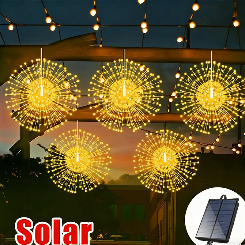 Solar Garden Light Set Copper Wire Firework LEDs & Remote