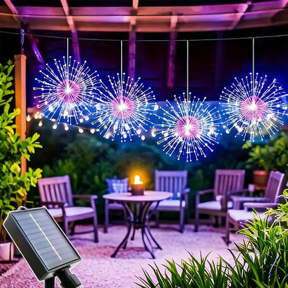 Solar Garden Light Set Copper Wire Firework LEDs & Remote