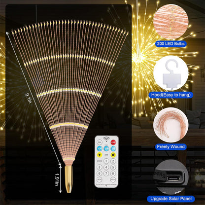 Solar Garden Light Set Copper Wire Firework LEDs & Remote