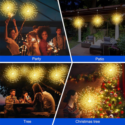 Solar Garden Light Set Copper Wire Firework LEDs & Remote
