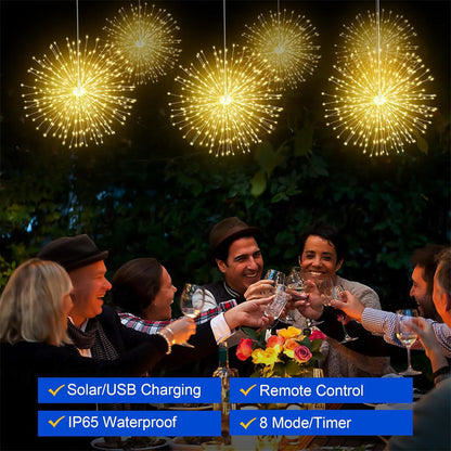 Solar Garden Lights Firework LED Dusk Activated