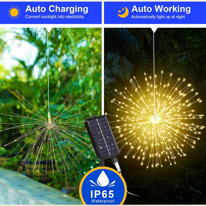 Solar Garden Lights Firework LED Dusk Activated