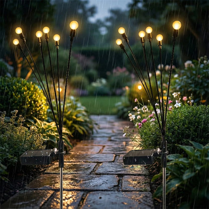Solar Garden Stake Lights Starburst Effect Warm White Dusk Sensor