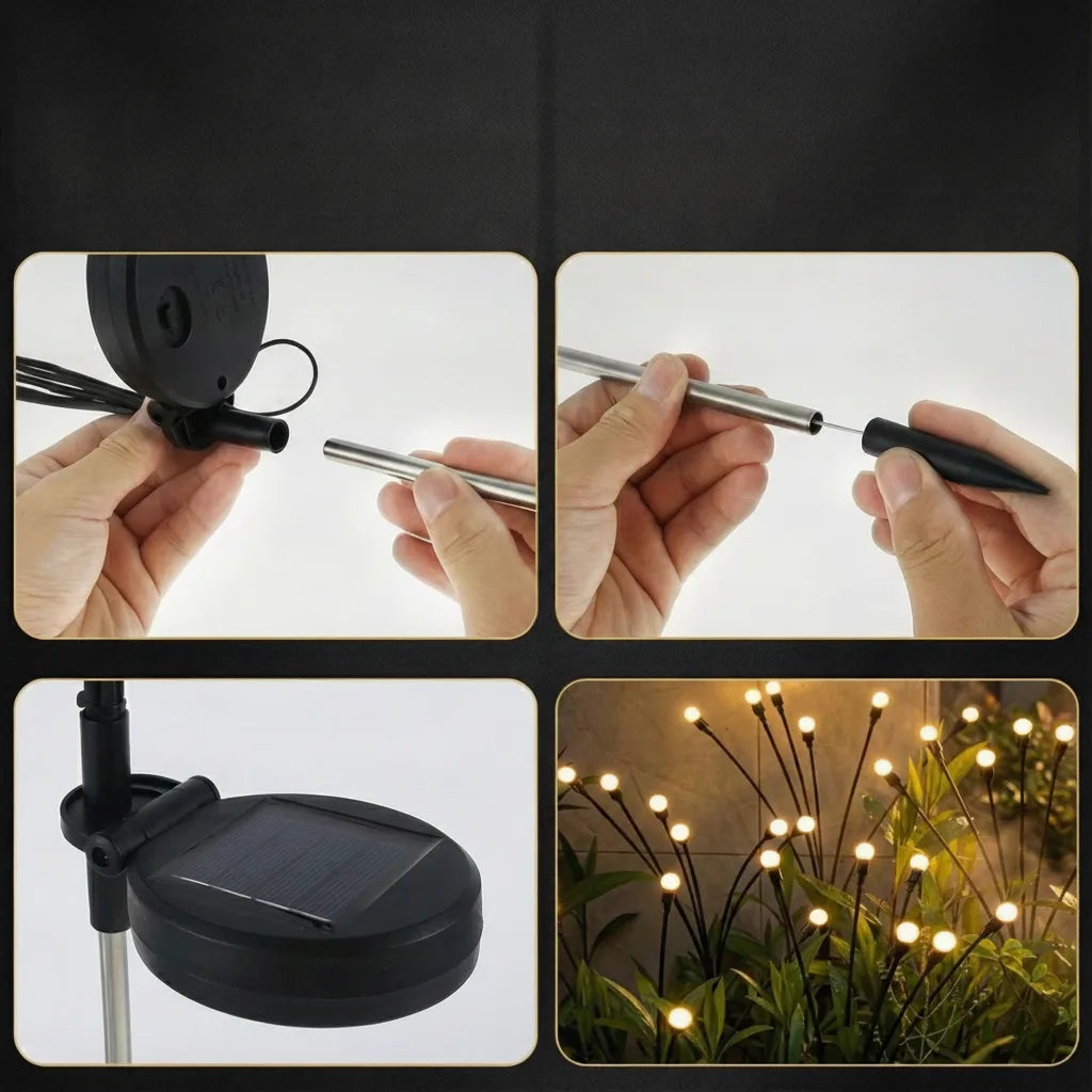 Solar Garden Stake Lights Starburst Effect Warm White Dusk Sensor