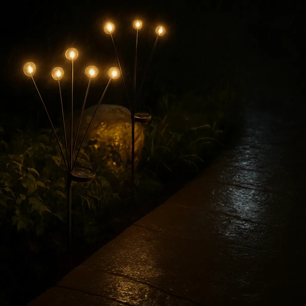 Solar Garden Stake Lights Starburst Effect Warm White Dusk Sensor