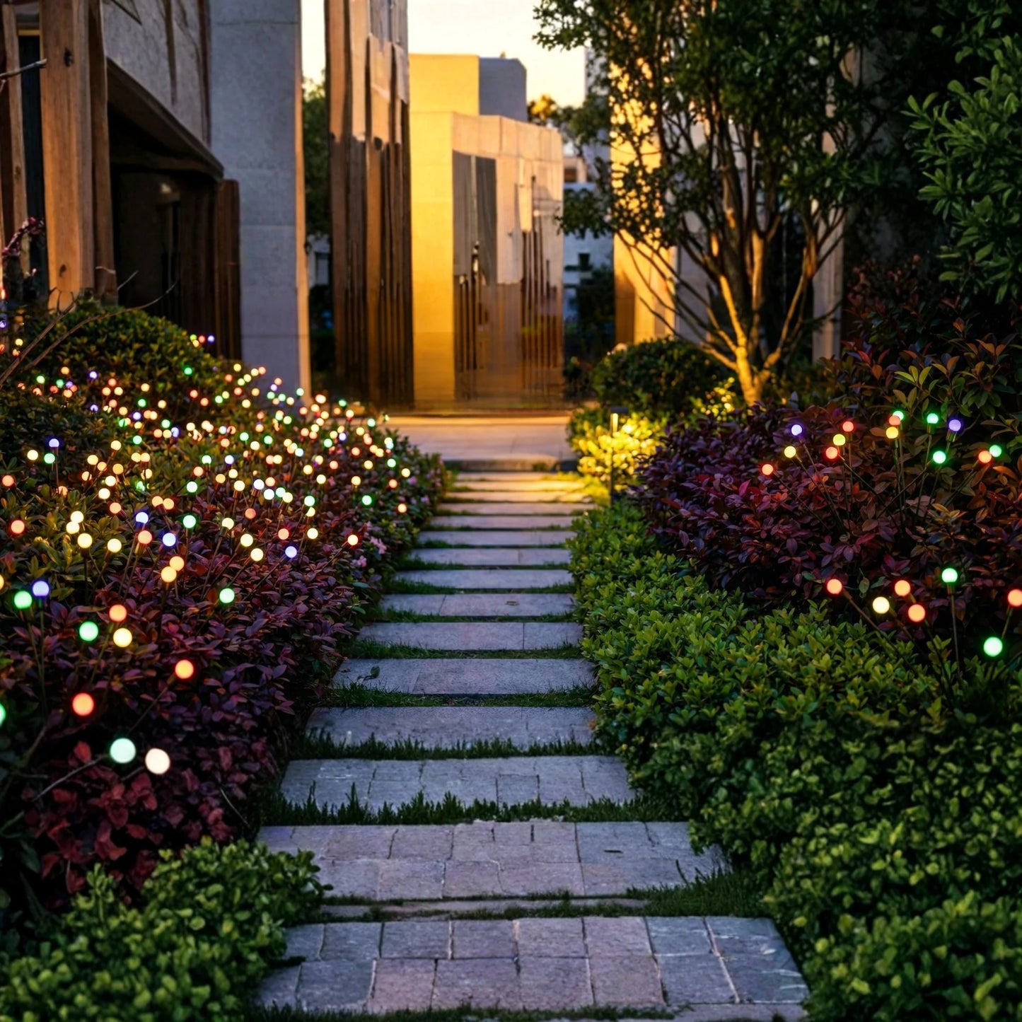 Solar Garden Stake Lights Starburst Effect Warm White Dusk Sensor