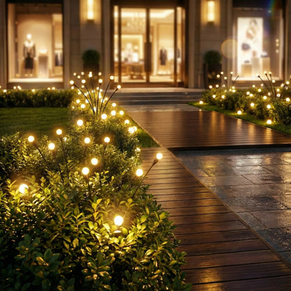Solar Garden Stake Lights Starburst Effect Warm White Dusk Sensor