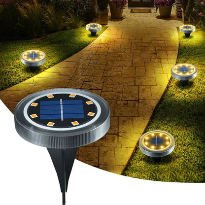 Solar Ground Lights Weatherproof Dusk-To-Dawn Set of 4