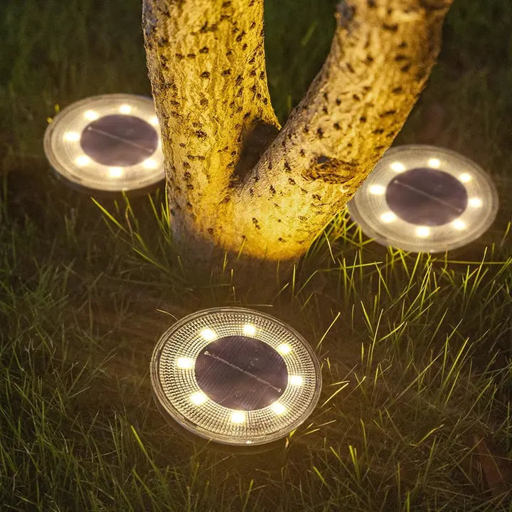 Solar Ground Lights Weatherproof Dusk-To-Dawn Set of 4