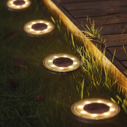 Solar Ground Lights Weatherproof Dusk-To-Dawn Set of 4