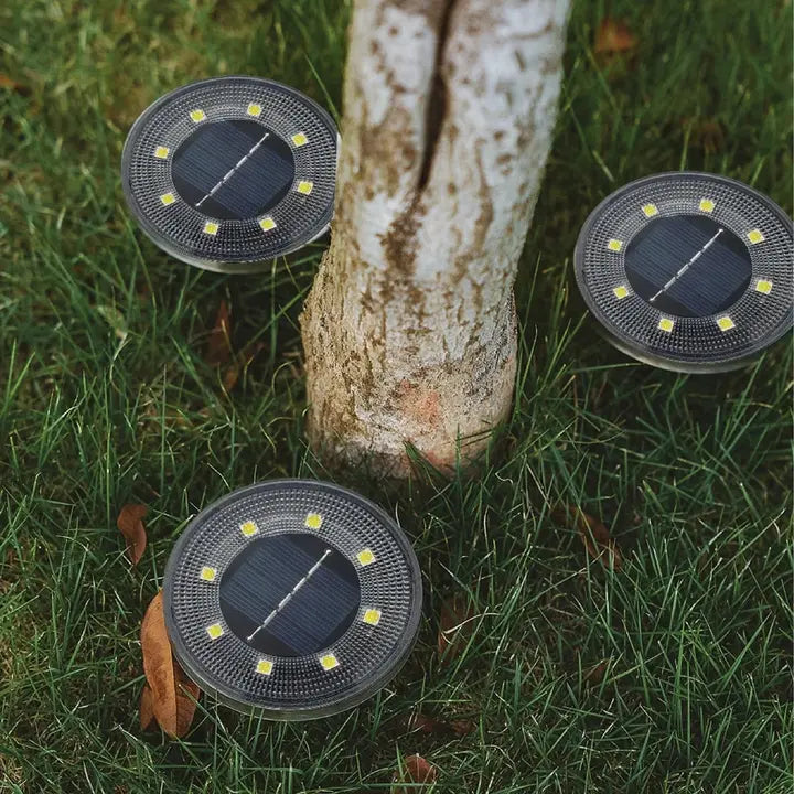 Solar Ground Lights Weatherproof Dusk-To-Dawn Set of 4