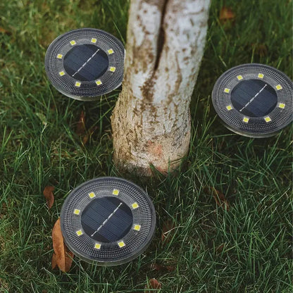 Solar Ground Lights Weatherproof Dusk-To-Dawn Set of 4