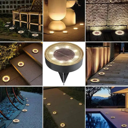 Solar Ground Lights Weatherproof Dusk-To-Dawn Set of 4