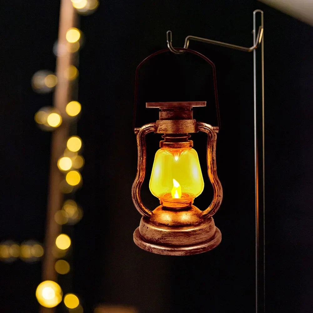 Solar Lantern Automatic Dusk To Dawn Flickering LED