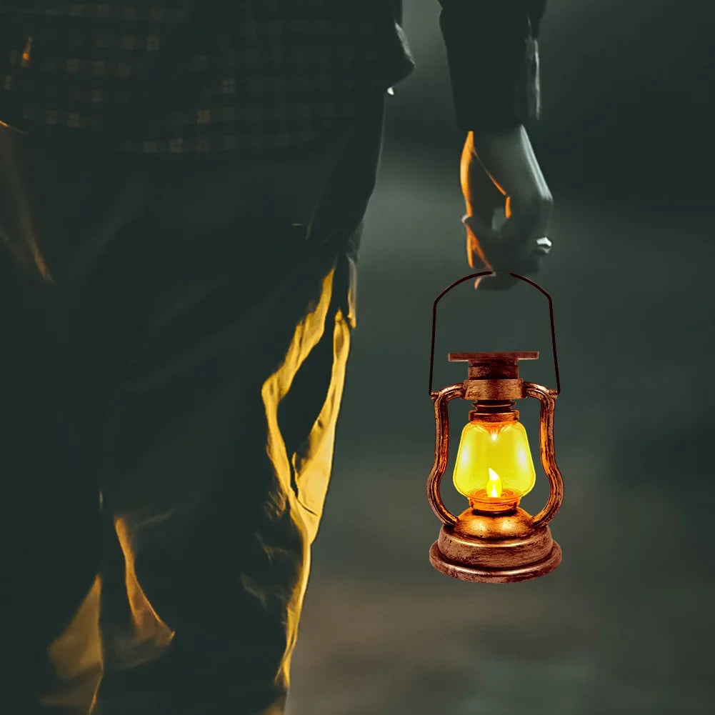 Solar Lantern Automatic Dusk To Dawn Flickering LED