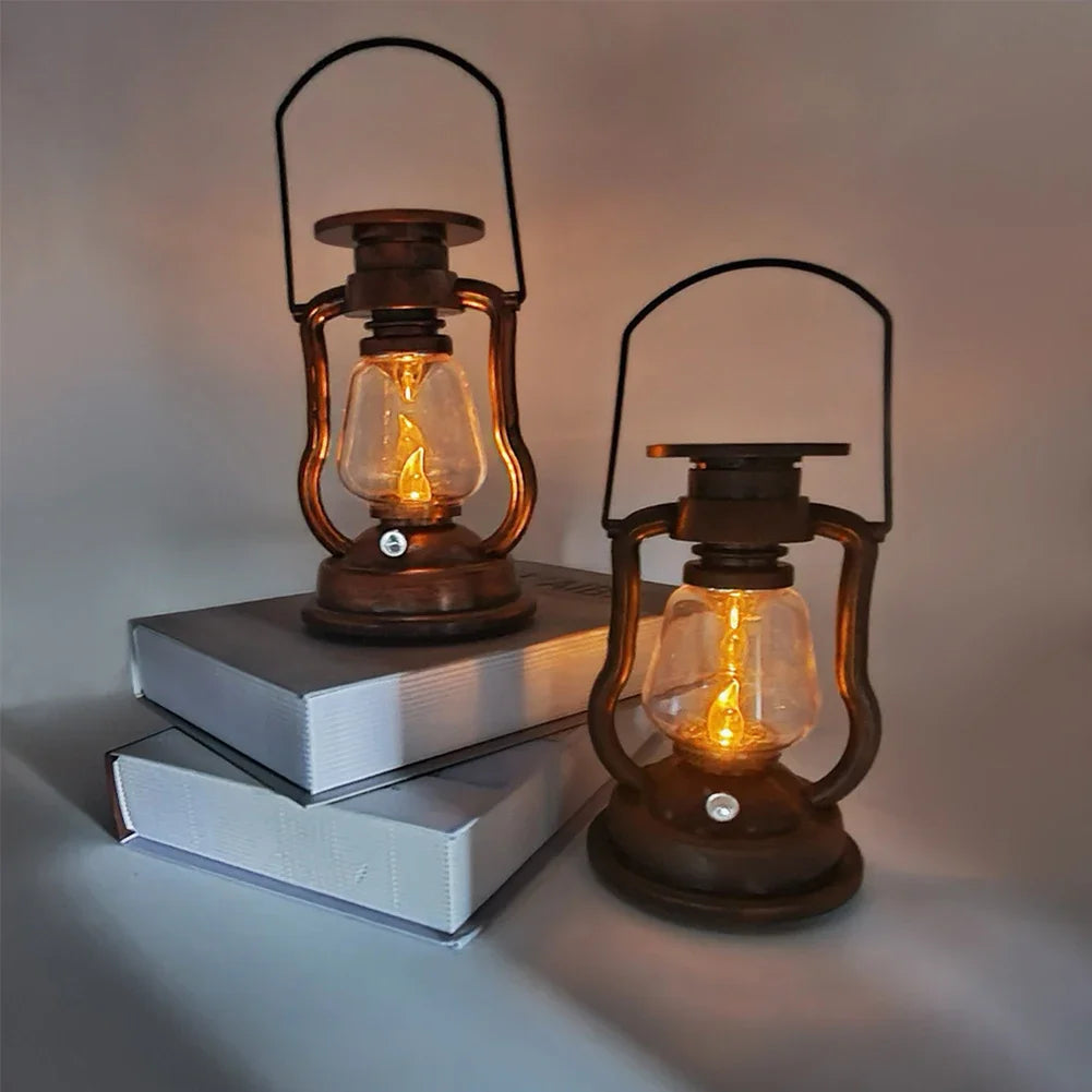 Solar Lantern Automatic Dusk To Dawn Flickering LED